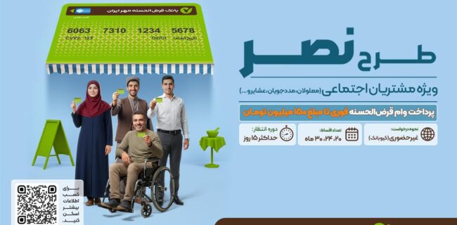 طرح نصر حقیقی در بانک قرضالحسنه مهر ایران/ پرداخت تسهیلات قرضالحسنه تا سقف ۱۵۰ میلیون تومان طرح نصر حقیقی در بانک قرضالحسنه مهر ایران/ پرداخت تسهیلات قرضالحسنه تا سقف ۱۵۰ میلیون تومان