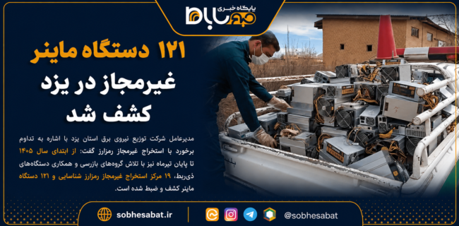 ۱۲۱ دستگاه ماینر غیرمجاز در یزد کشف شد ۱۲۱ دستگاه ماینر غیرمجاز در یزد کشف شد